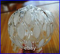 Vtg ball shaped globe textured glass flower leaves 6 SET OF 5 lamp parts