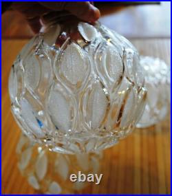 Vtg ball shaped globe textured glass flower leaves 6 SET OF 5 lamp parts