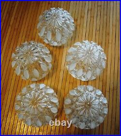 Vtg ball shaped globe textured glass flower leaves 6 SET OF 5 lamp parts