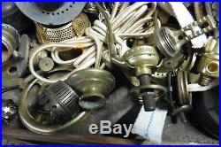 Vtg lamp brass parts 98 pieces eagle reeds perfect kerosene electric cloth wire