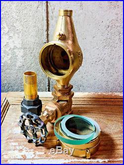 WOW! Vintage Brass Steampunk Lamp Part, 1/2 Thick Glass Lens, Pressure, Gauge