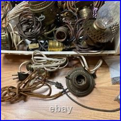 Xl Collection Vtg Early Electric Antique Oil Lamps Parts Lighting Hardware ++